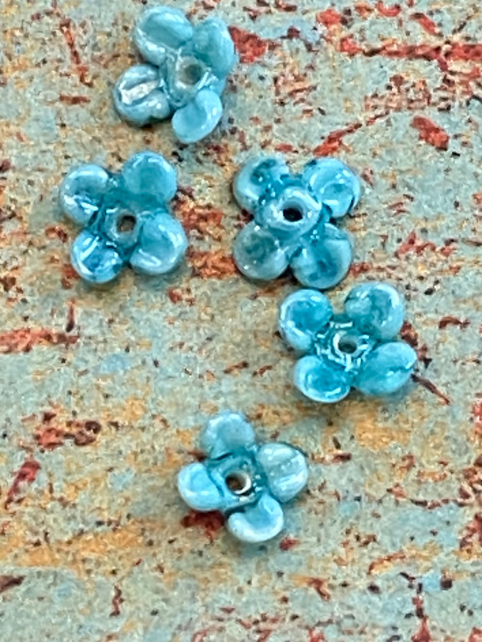 Turquoise Two Tone Tiny Lampwork Petals