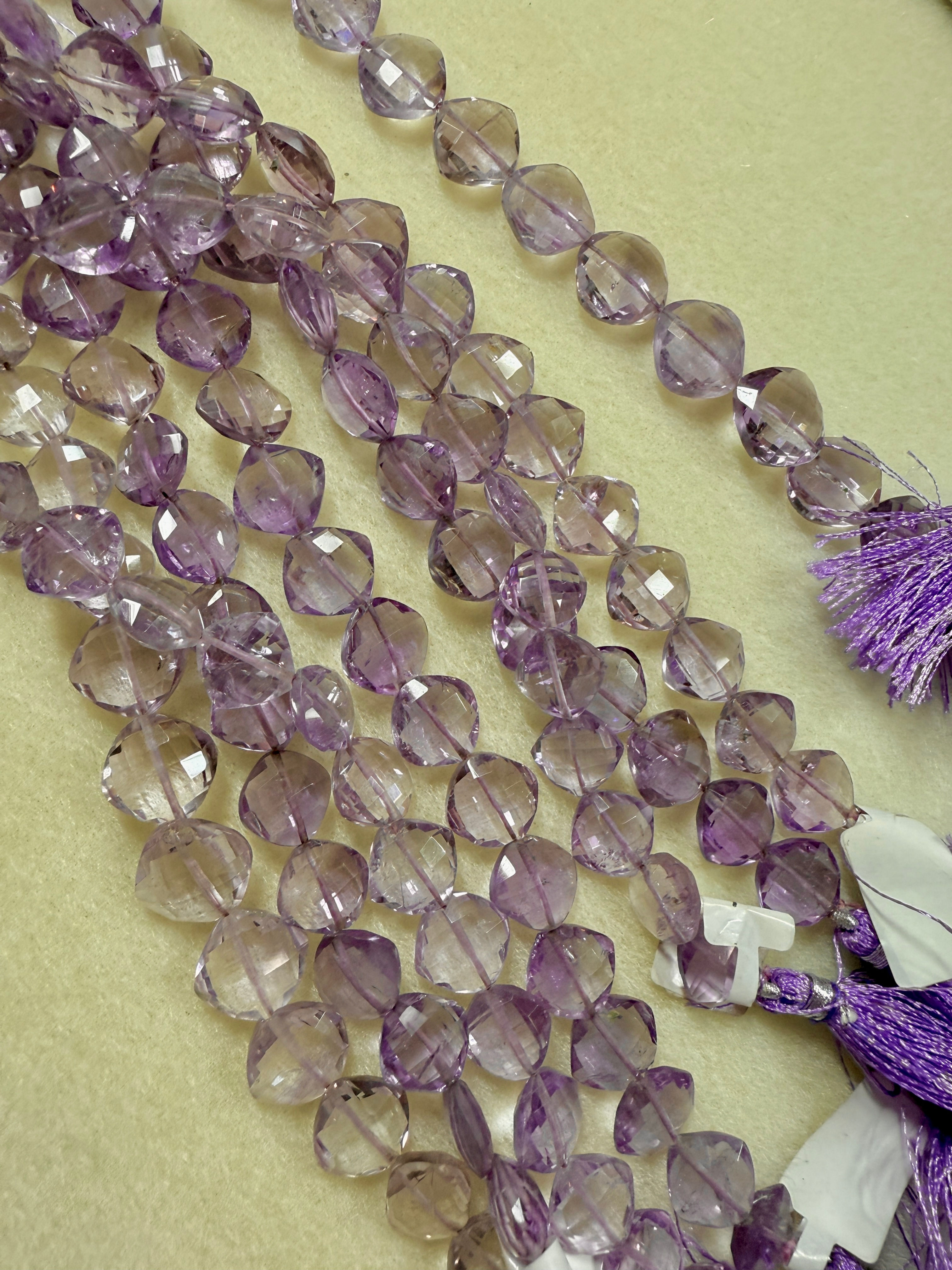 10mm Faceted Cushion Cut Pink Amethyst