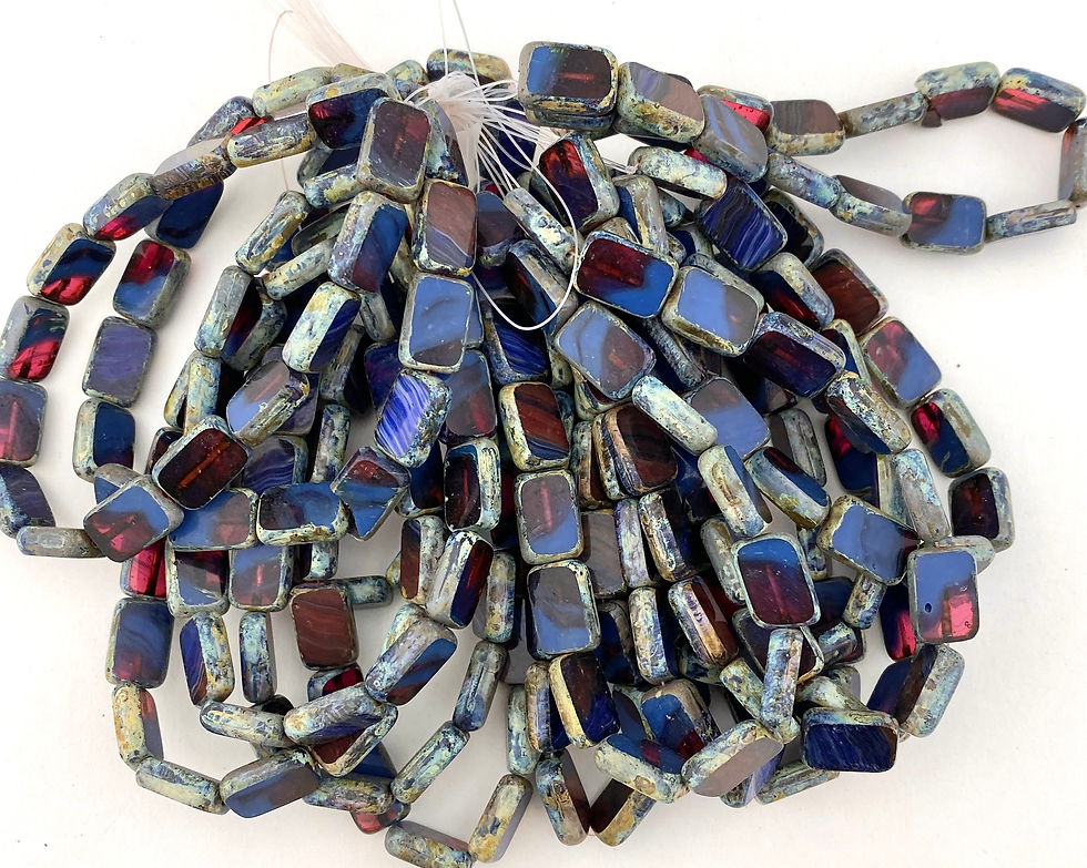 Rectangular Table Cut Czech Picasso Glass Bead Strands