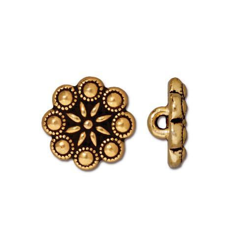 Rosette Round Antique Gold Button