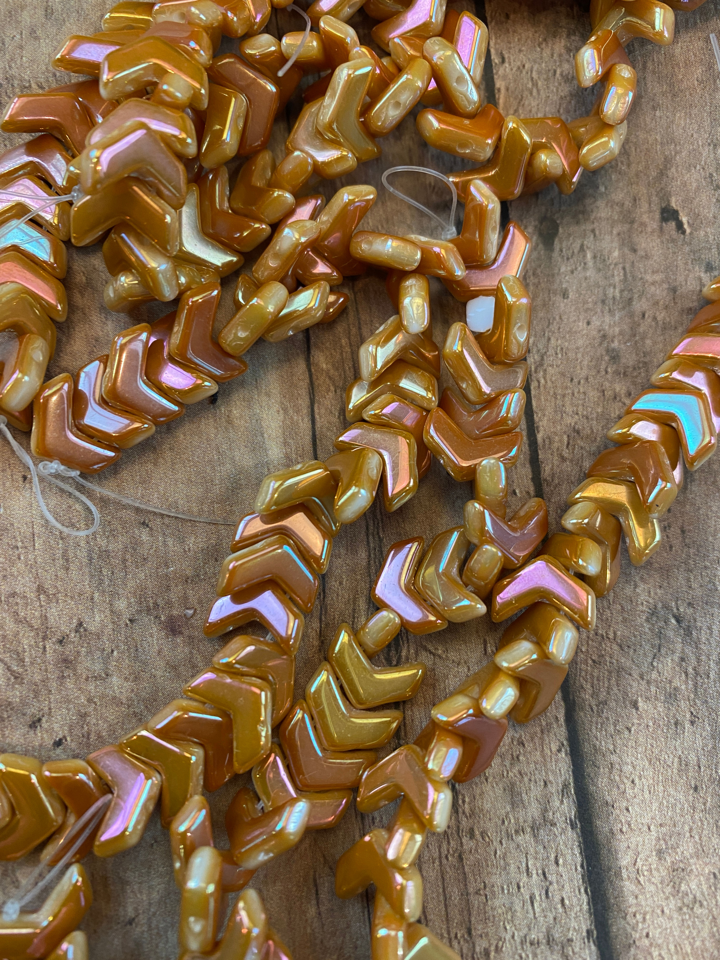 Rainbow Apricot 2 hole Chevron Bead