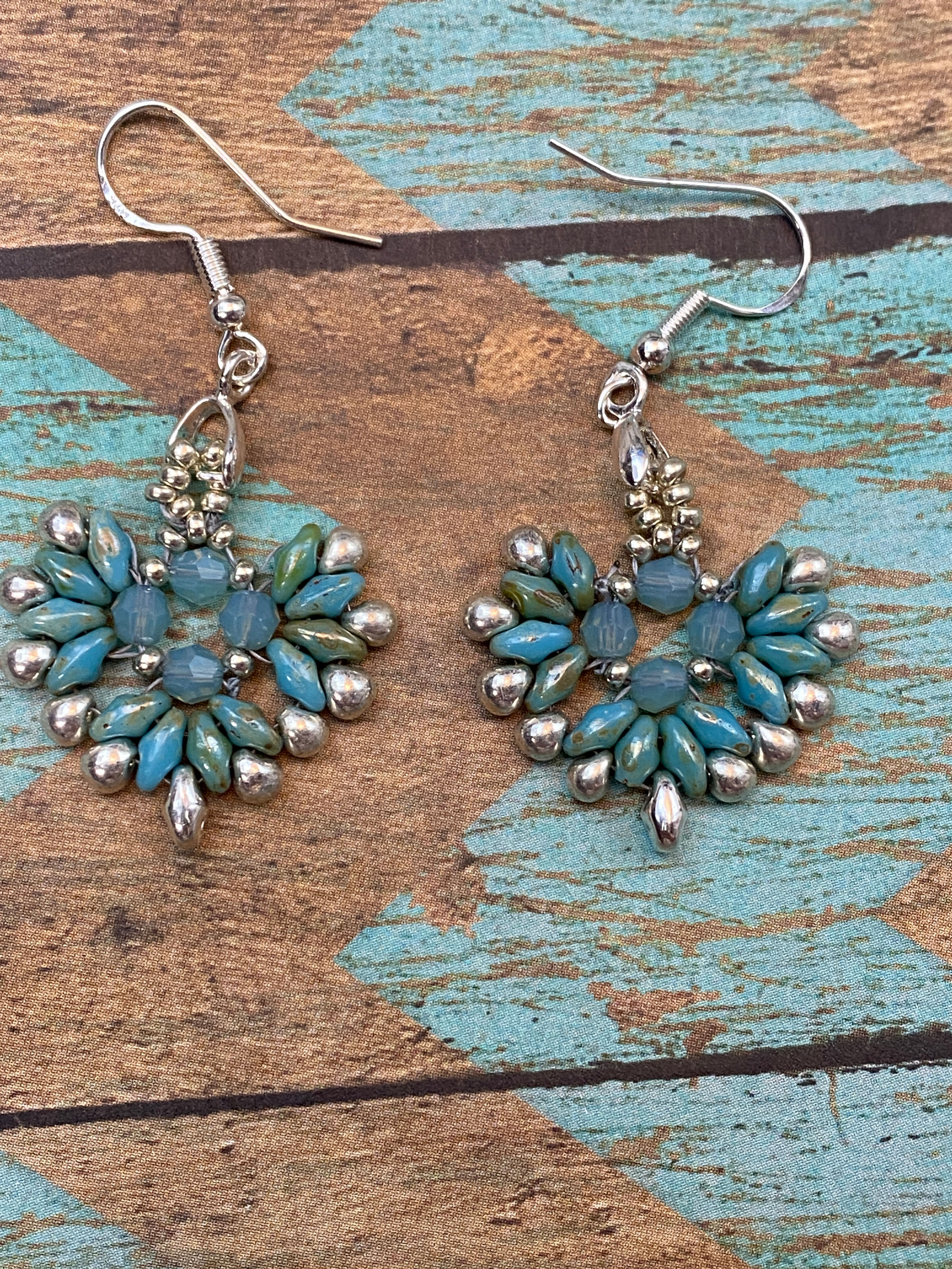 Super Duo & Crystal Earring Kit (Turquoise & Silver)