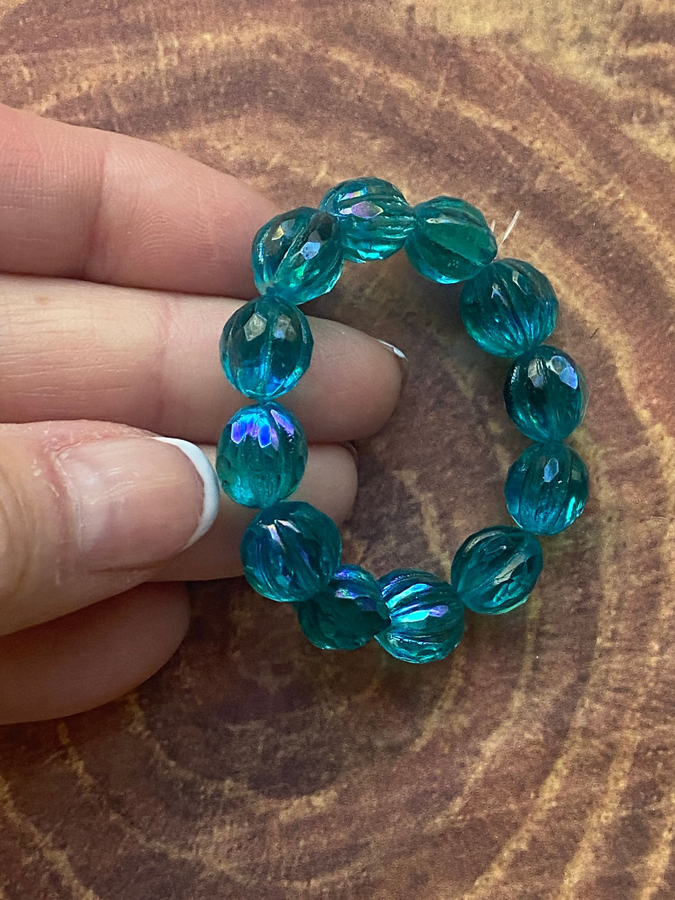 Miniatura: 10mm Faceted Melon, Teal AB