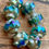 Thumbnail: 13x15mm Crown Bead Teal & Sky Blue Silver AB