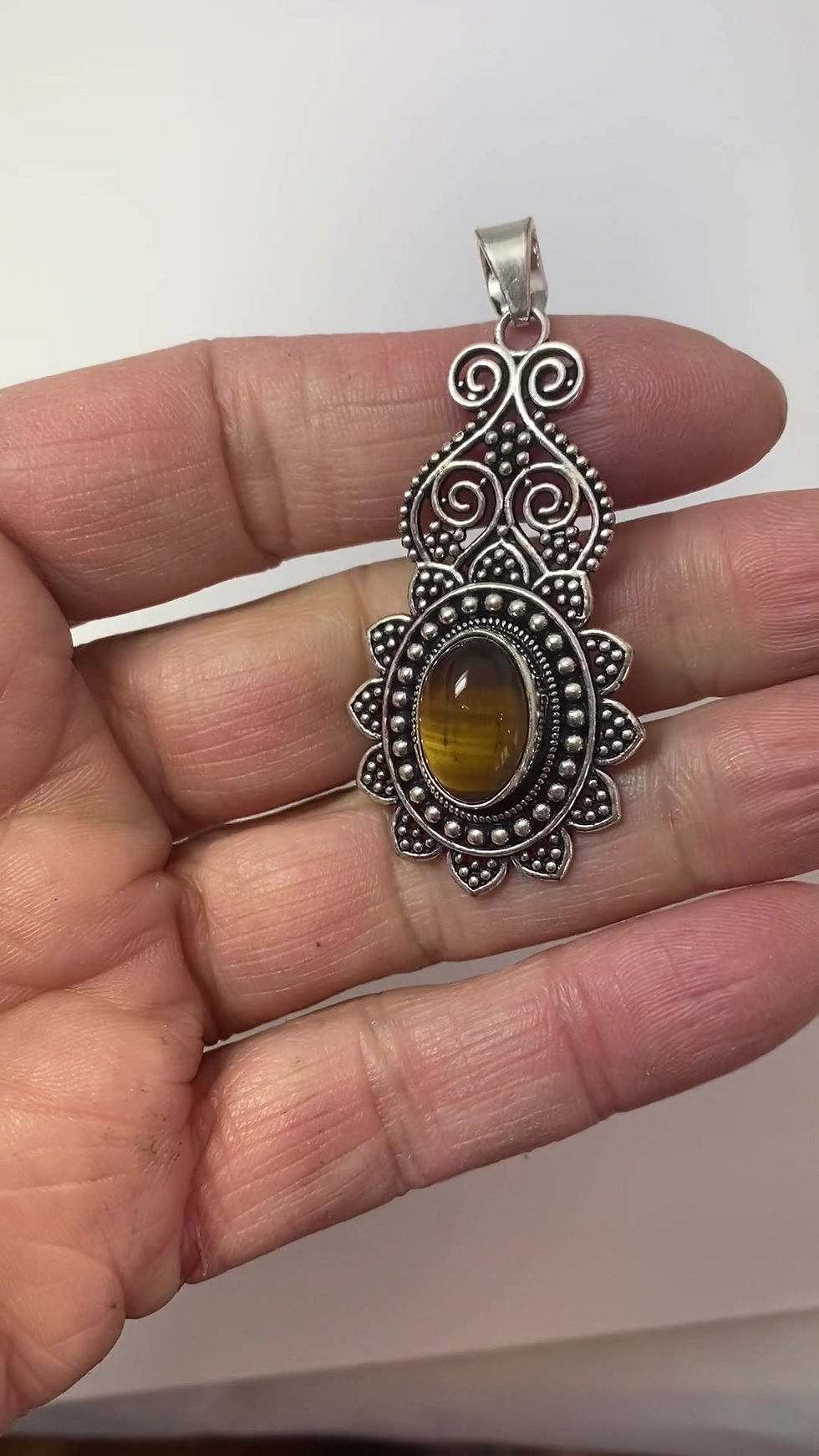 Miniature : Tiger Eye Bali Style Pendant
