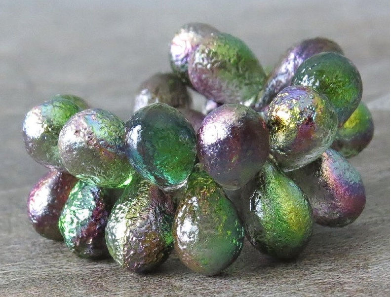 Miniature : 6x9mm MAGIC ORCHID ETCHED DROP