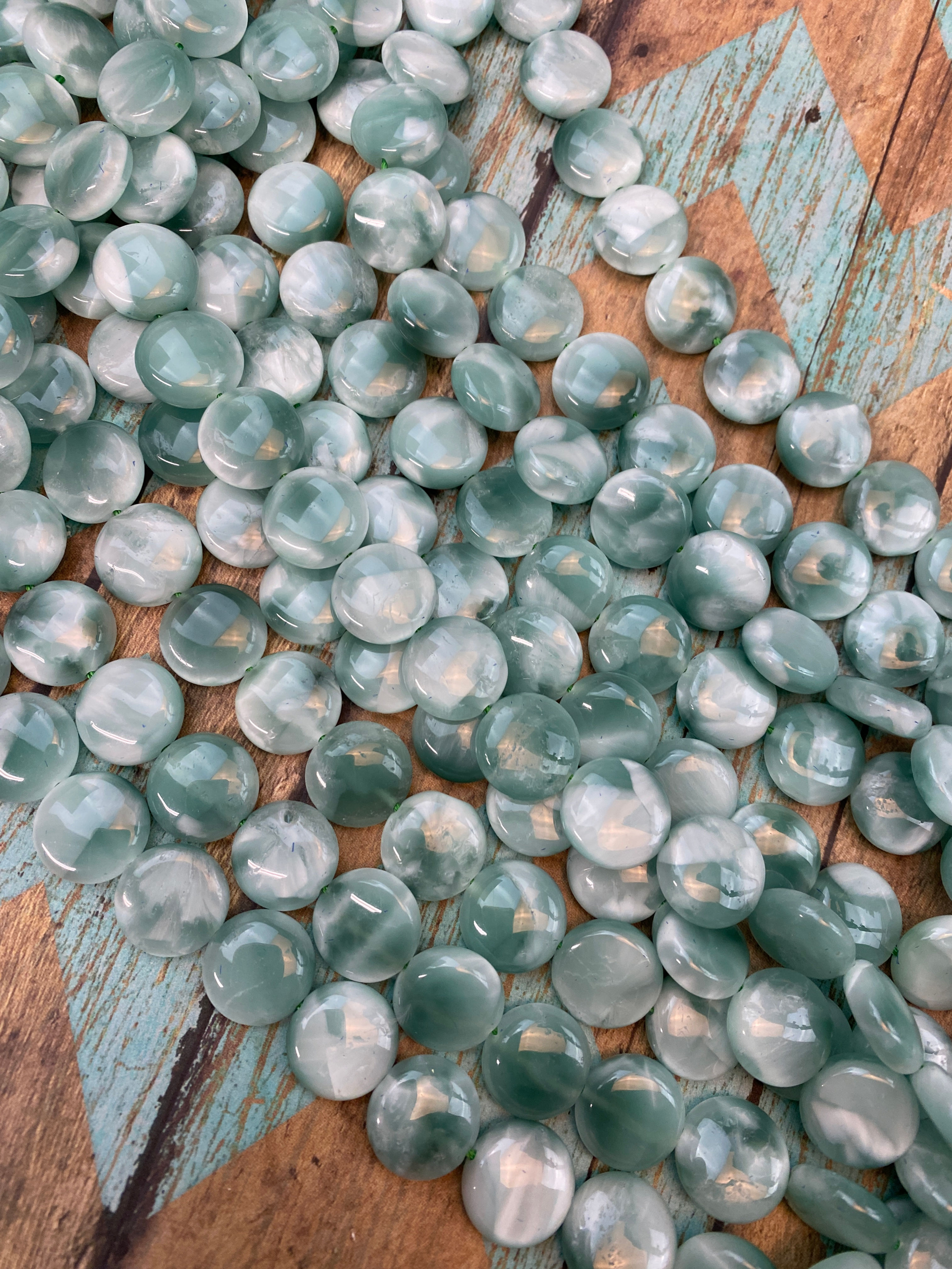 15x7mm Angelite Coin Strand