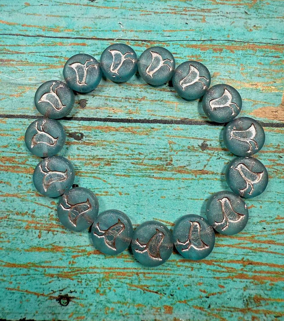 12mm Coin Blue with Metallic Titanium Walking Bird