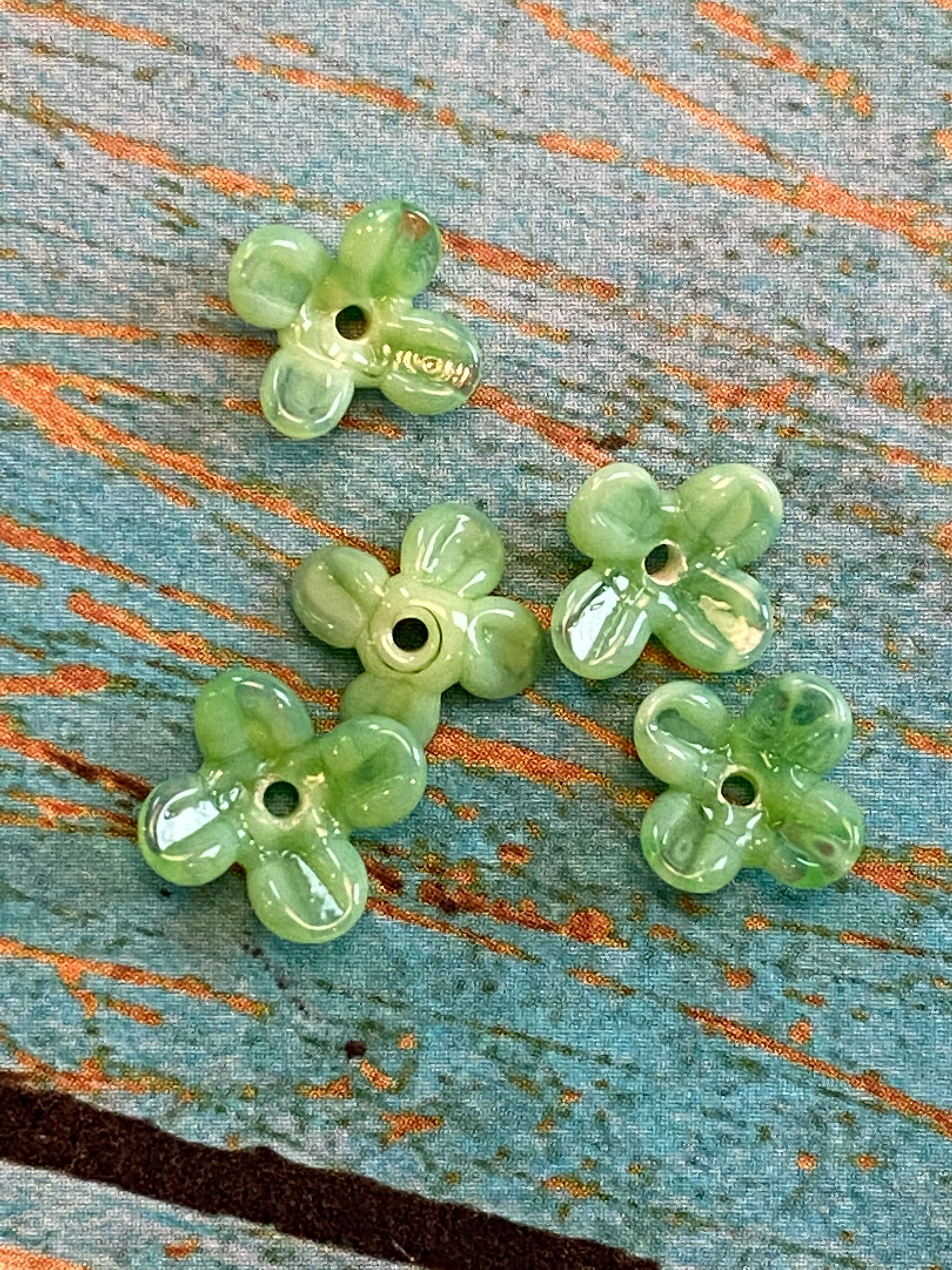 Spring Green Tiny Lampwork Glass Petals