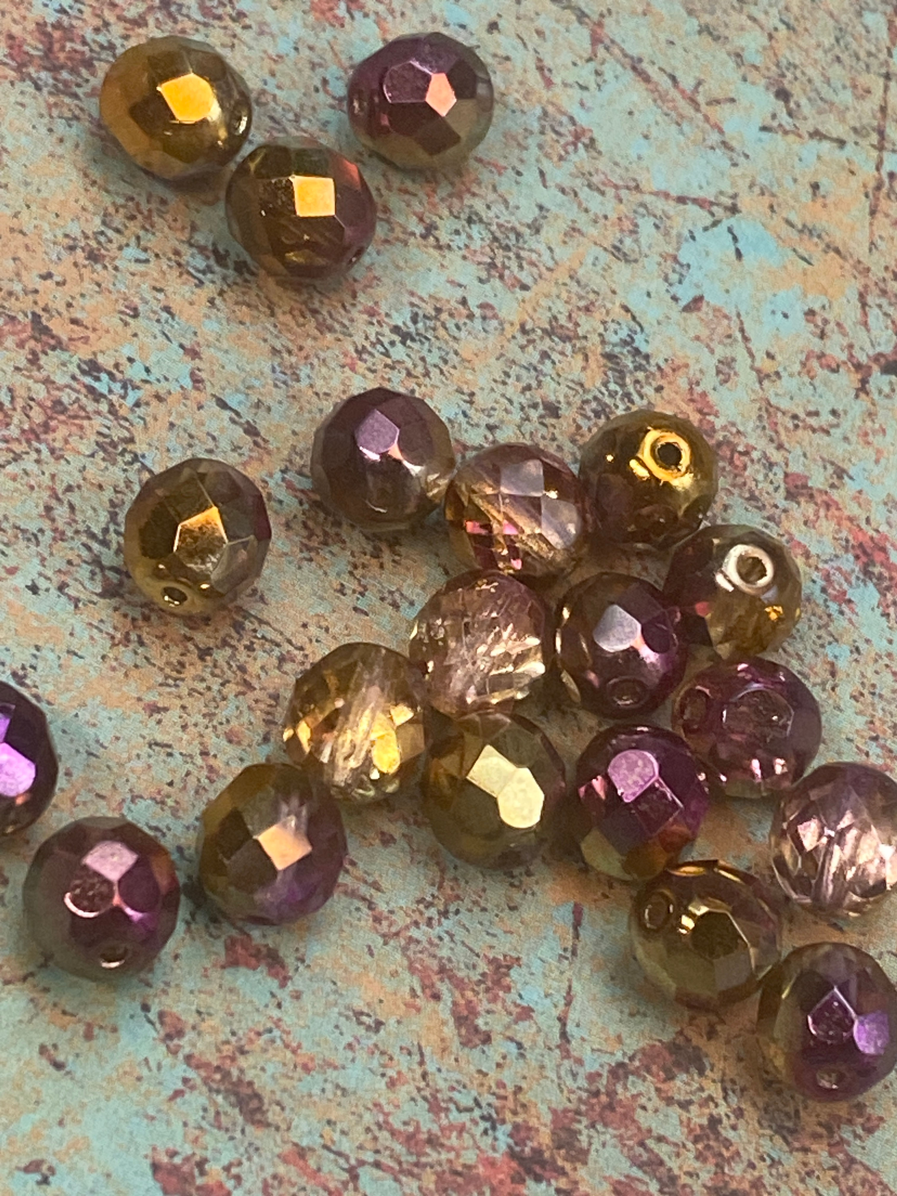 4mm Fire Polish Crystal w Metallic Gold & Purple Finish
