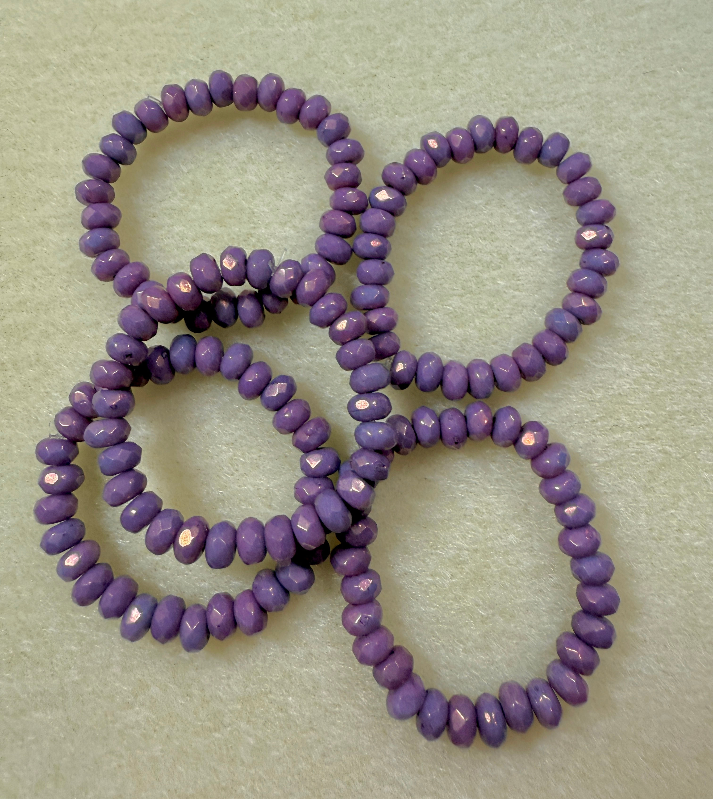 3x5mm Faceted Rondelle Opaque Purple w Bronze Finish