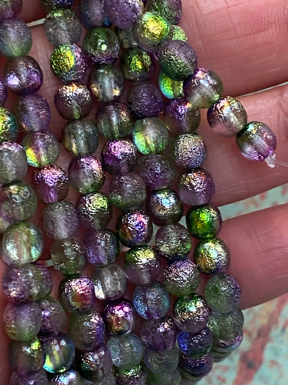 6mm Etched Magic Orchid Smooth Round Druk