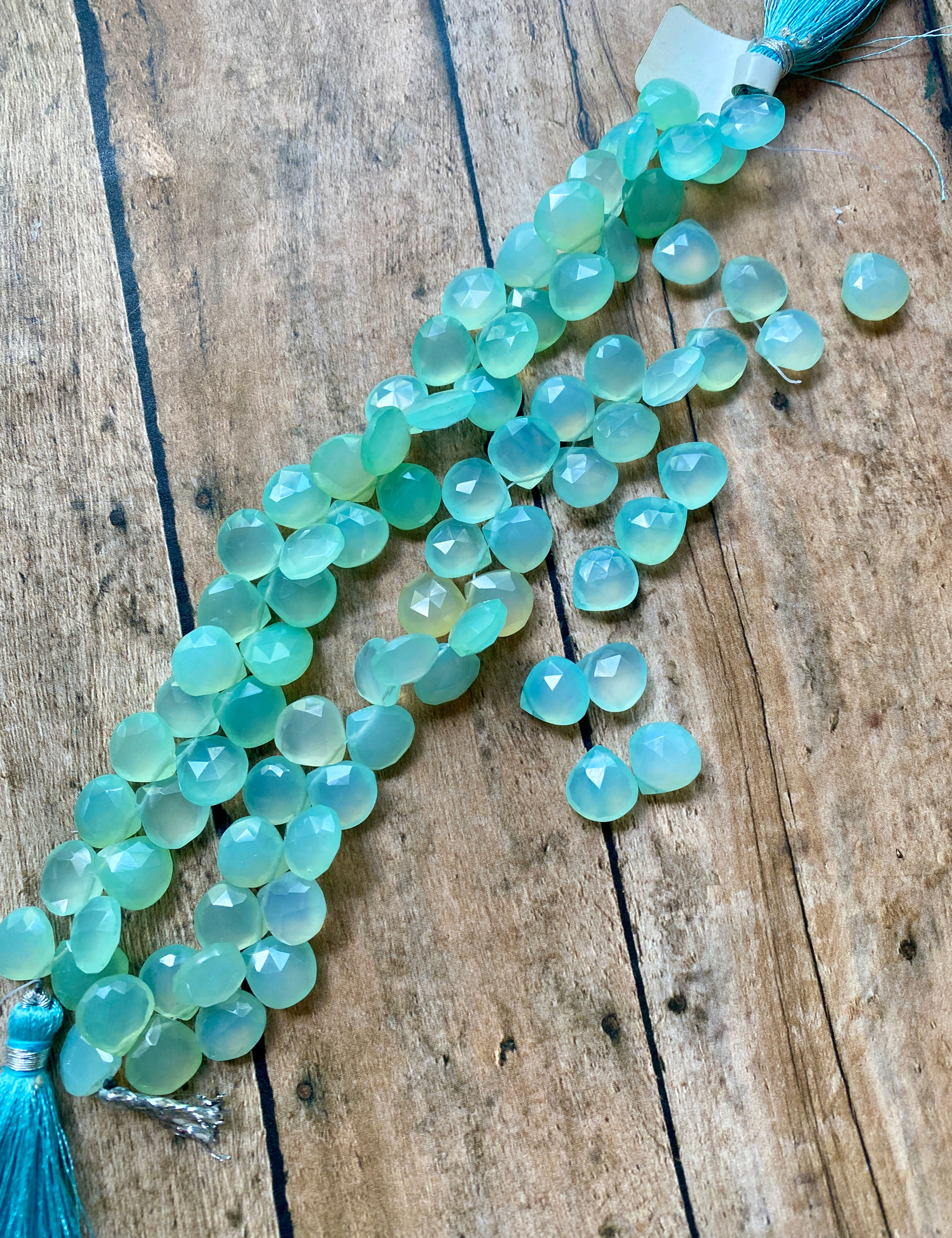 12x10 Aqua Chalcedony Briolette 7 Inch Strand