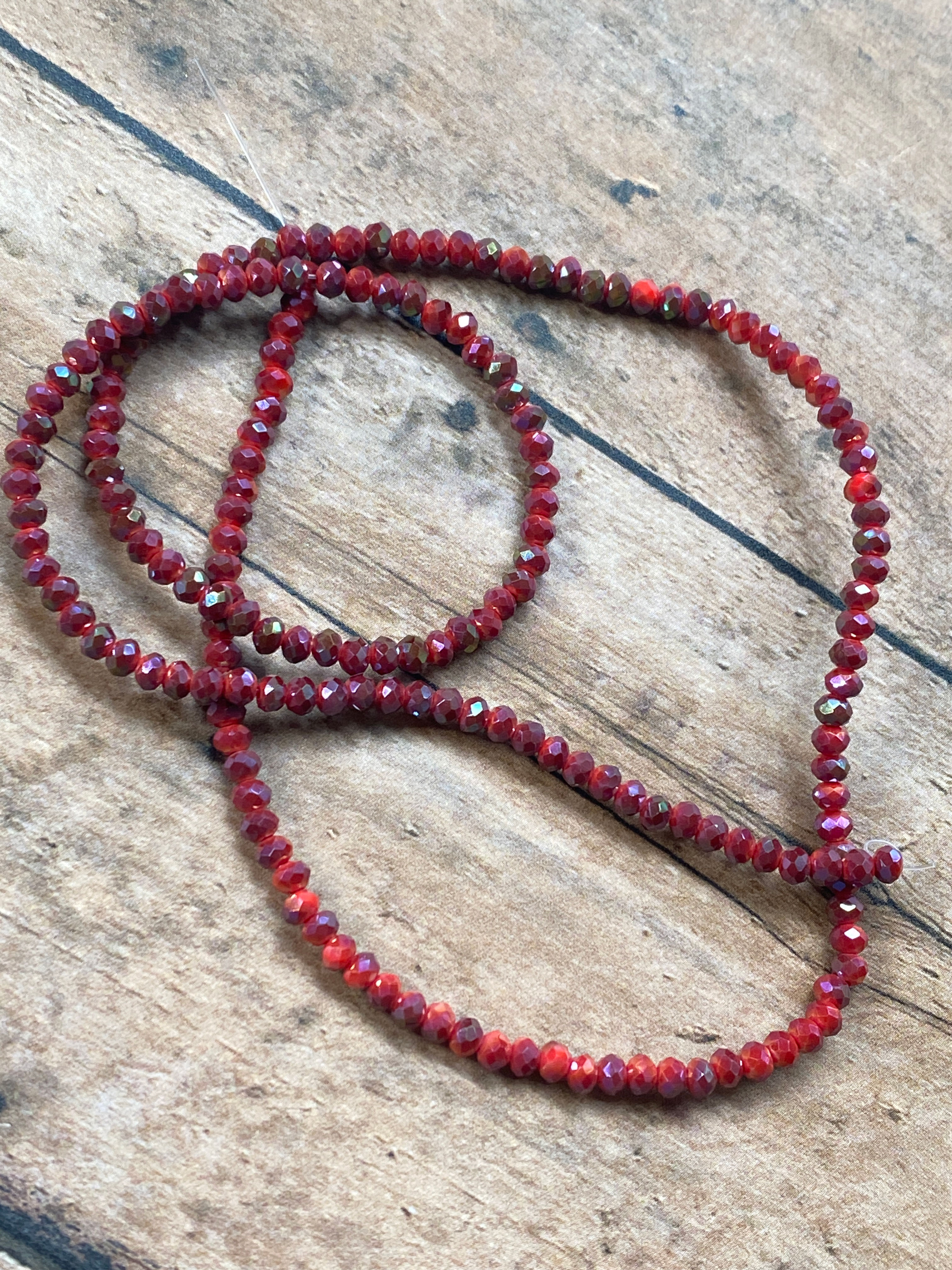 3mm Crystal Rondelle Red & Orange AB