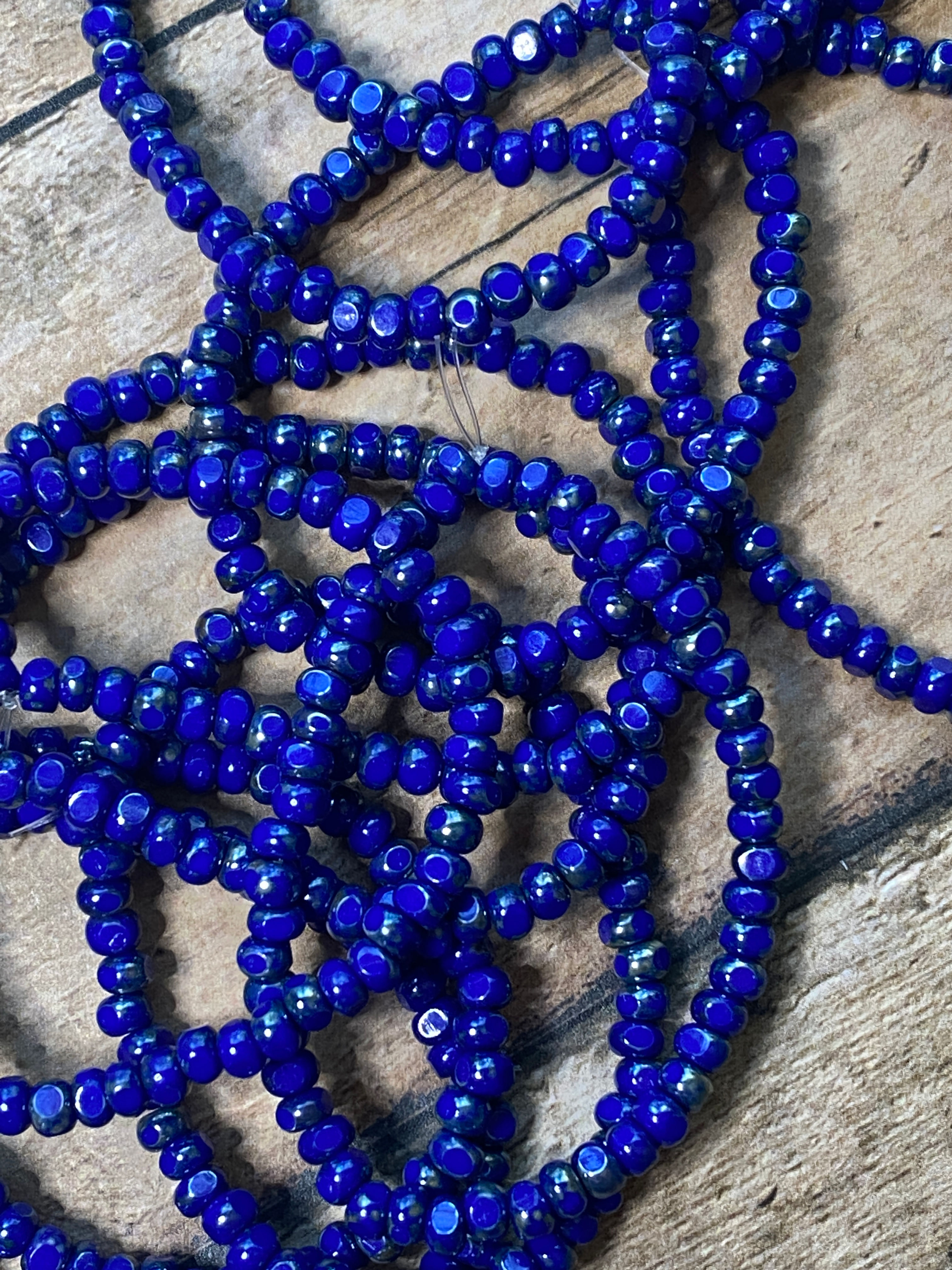 Size 6/0 Tri Cut Seed Beads, Cobalt Blue w Silver Finish
