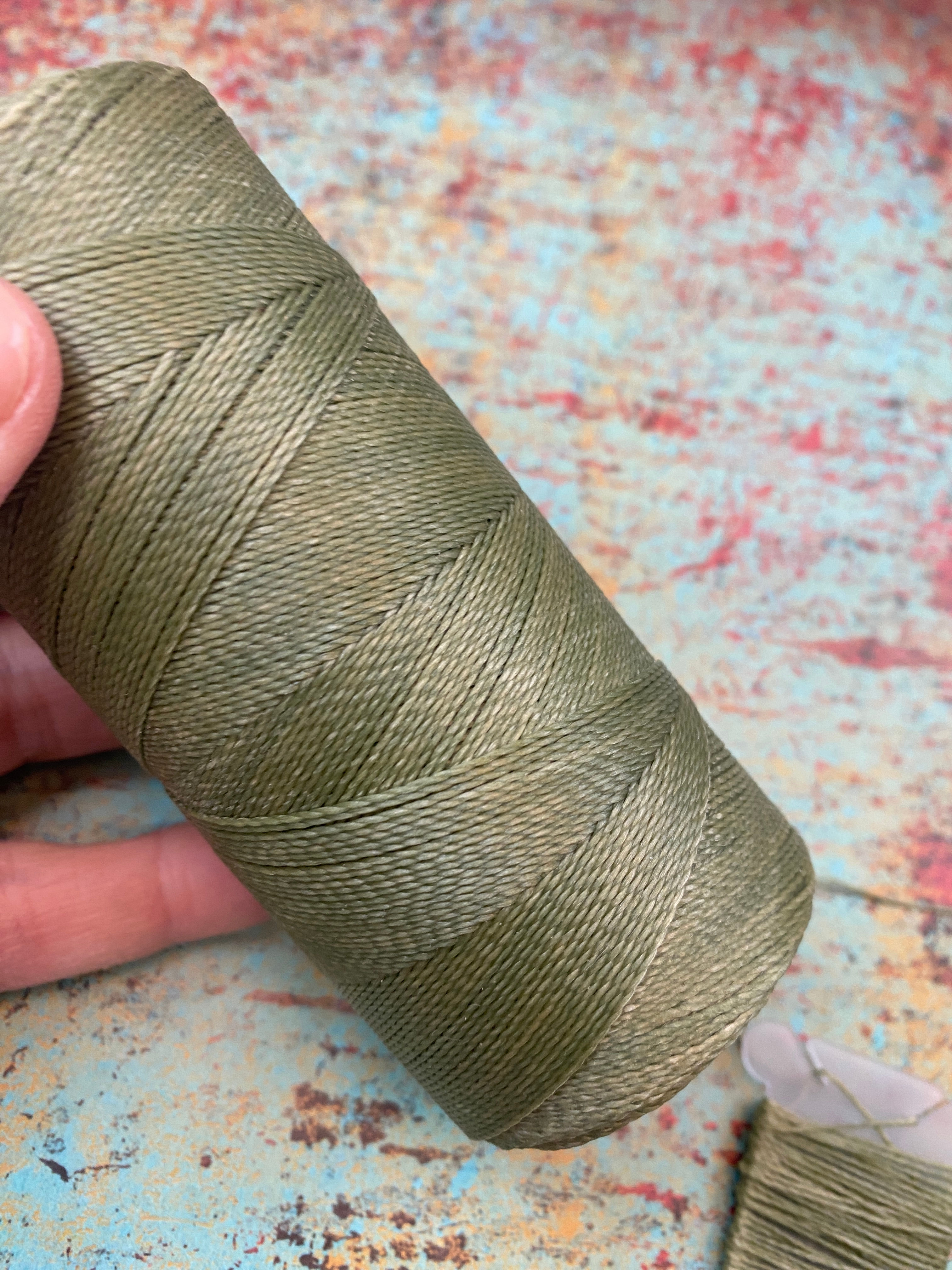 Pale Olive Green 2 Ply Synthetic Waxed cord