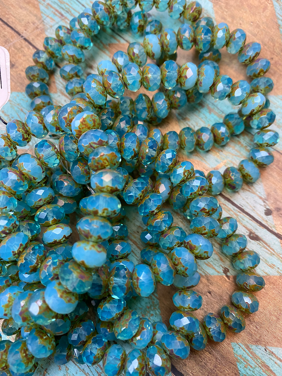 9x6mm Peruvian Blue Opal Transparent /Opaque Mix w Picasso Finish