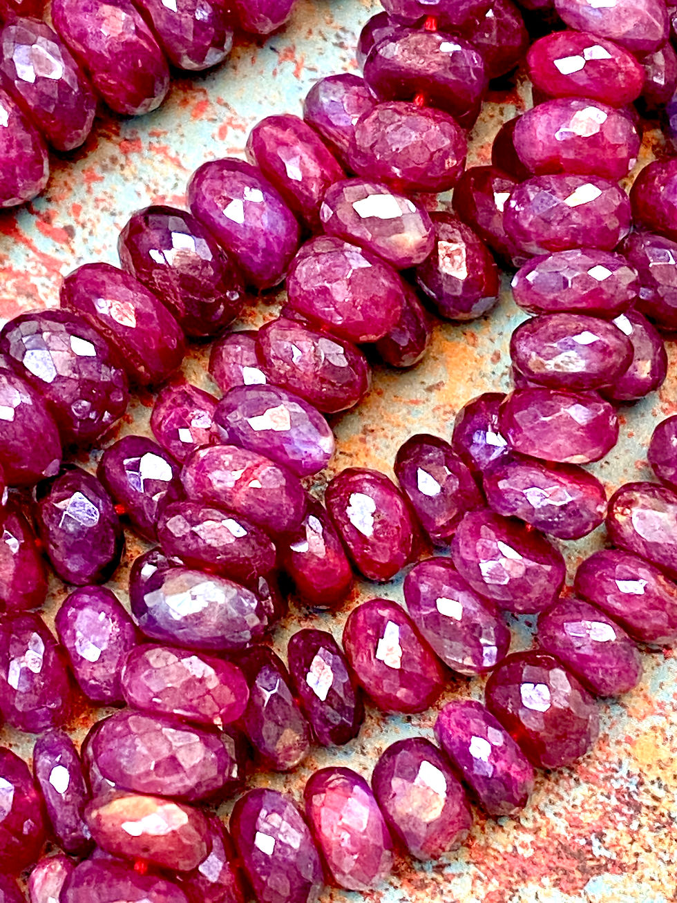 Миниатюра: 7 - 8mm Faceted Ruby Rondelle / Titanium Coating