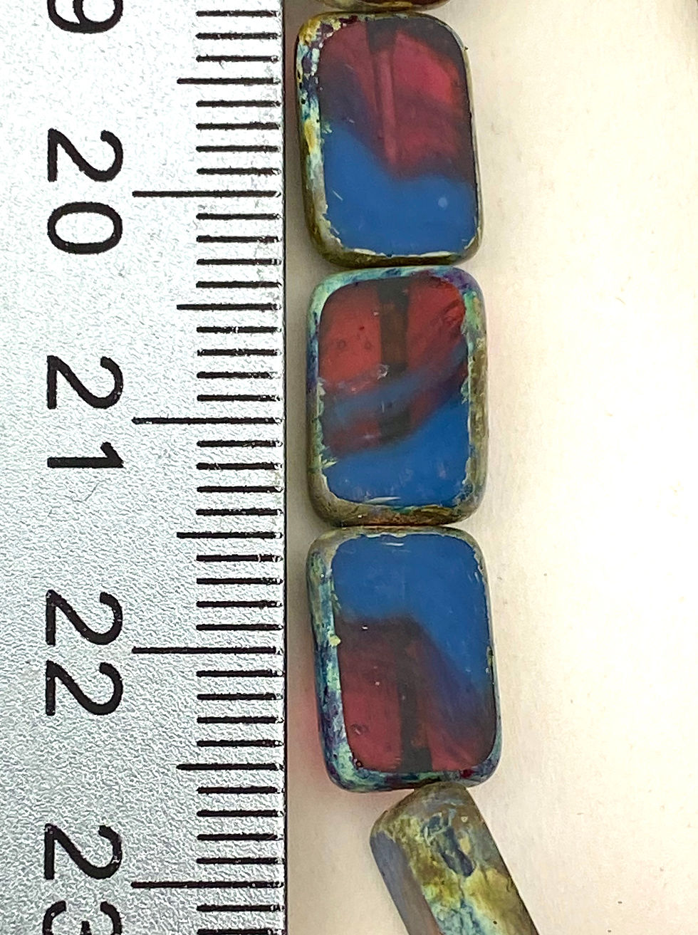 Miniature : Rectangular Table Cut Czech Picasso Glass Bead Strands