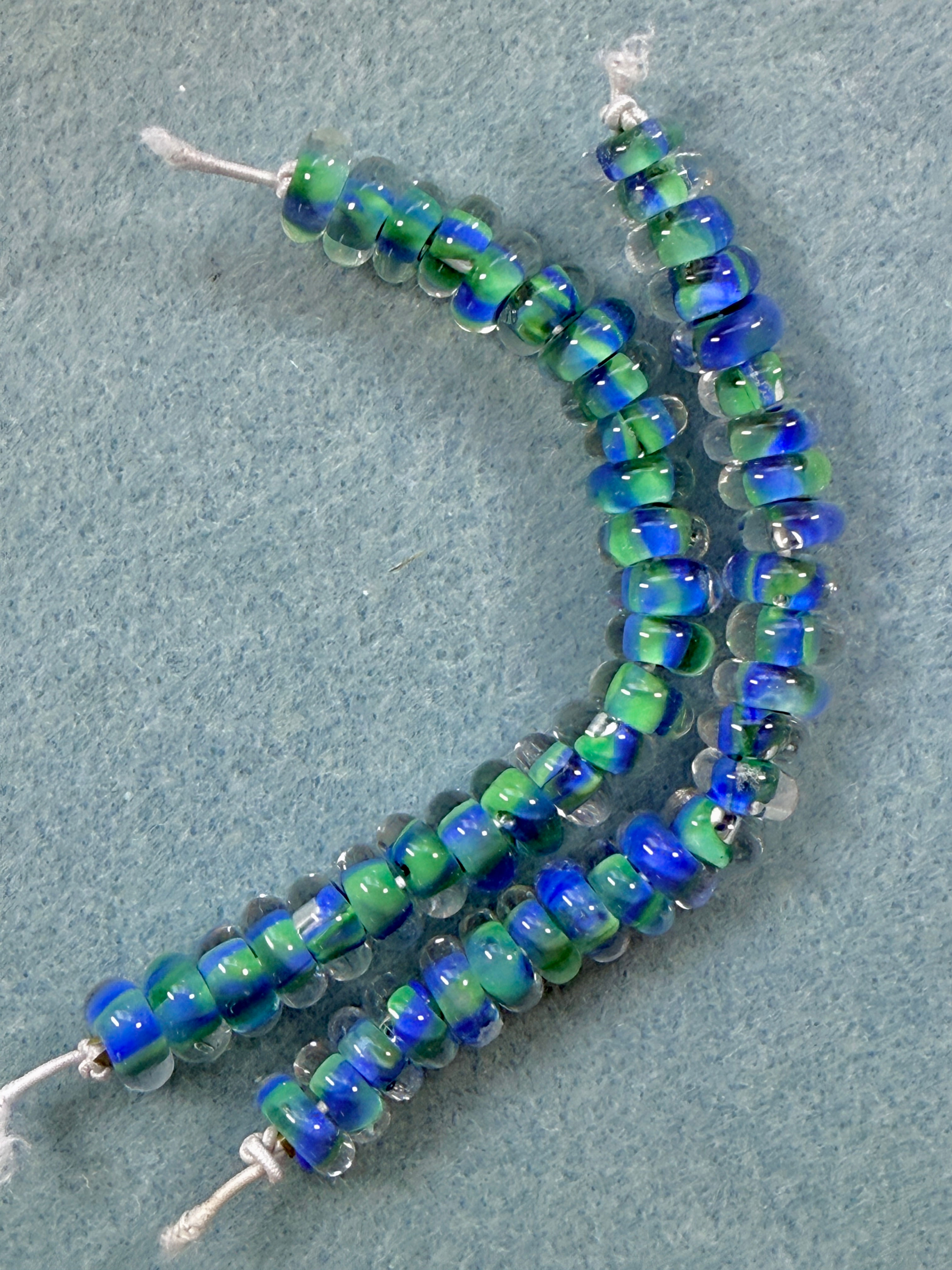 Borosilicate Lampwork Beads, Blue & Green