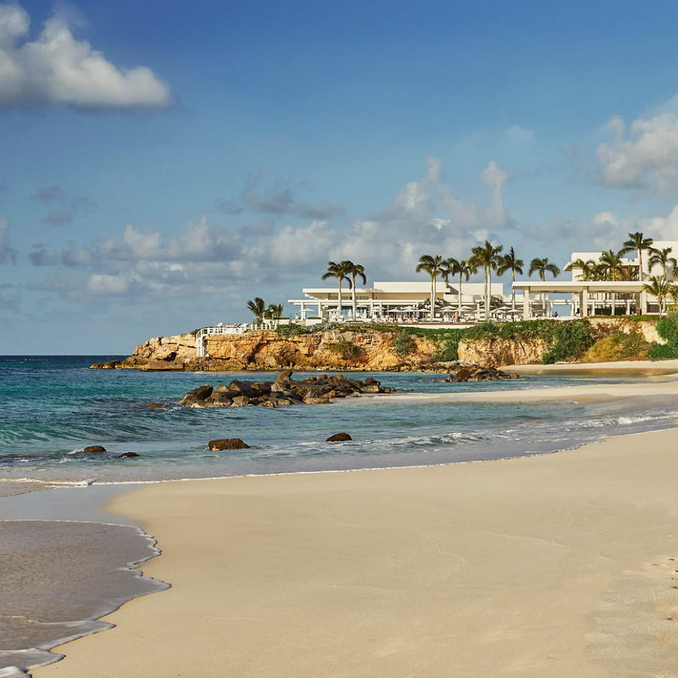 The Four Seasons resort in Anguilla, with white sand beaches and blue water.