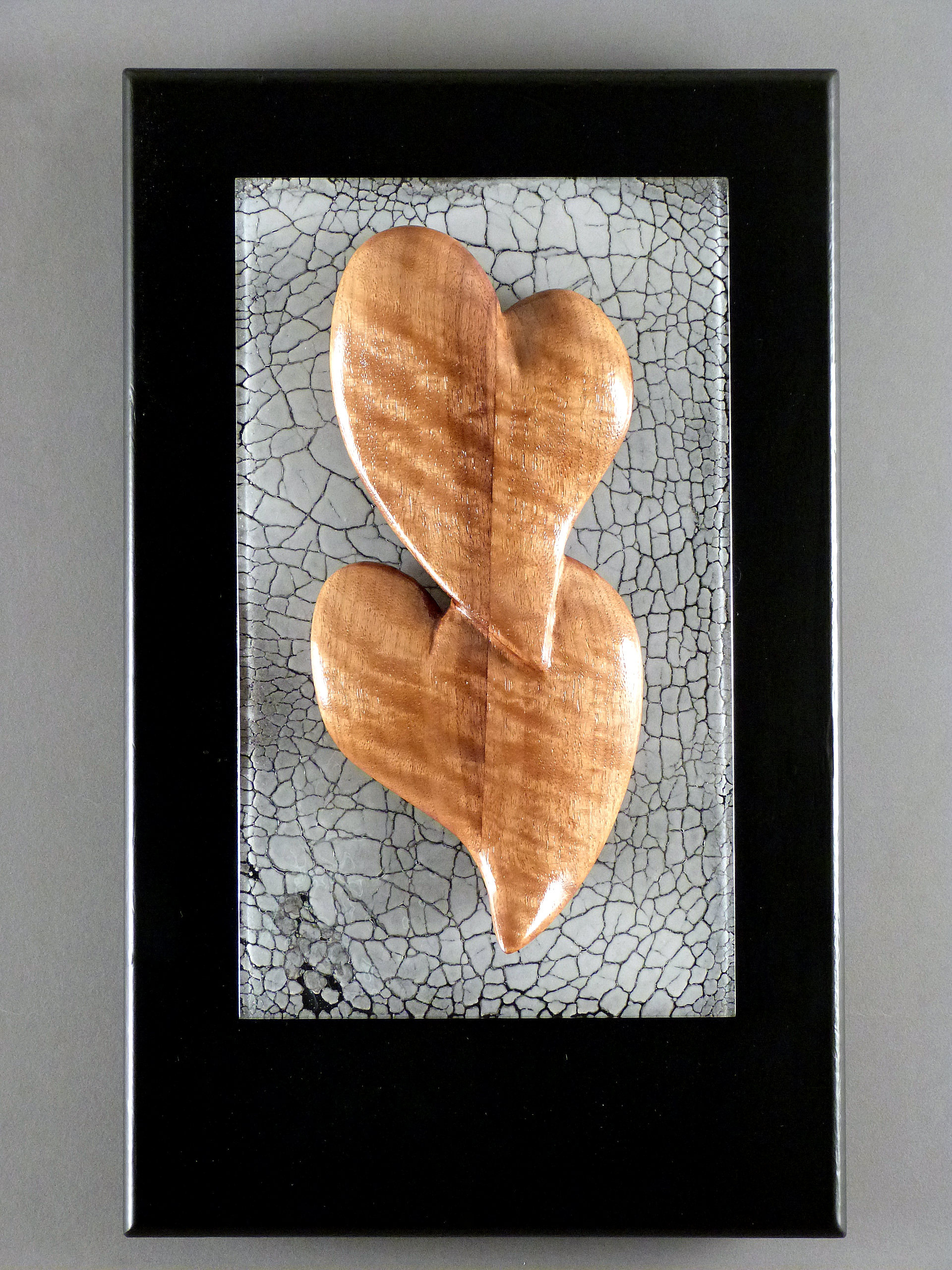 Curly Walnut Hearts/grey background.