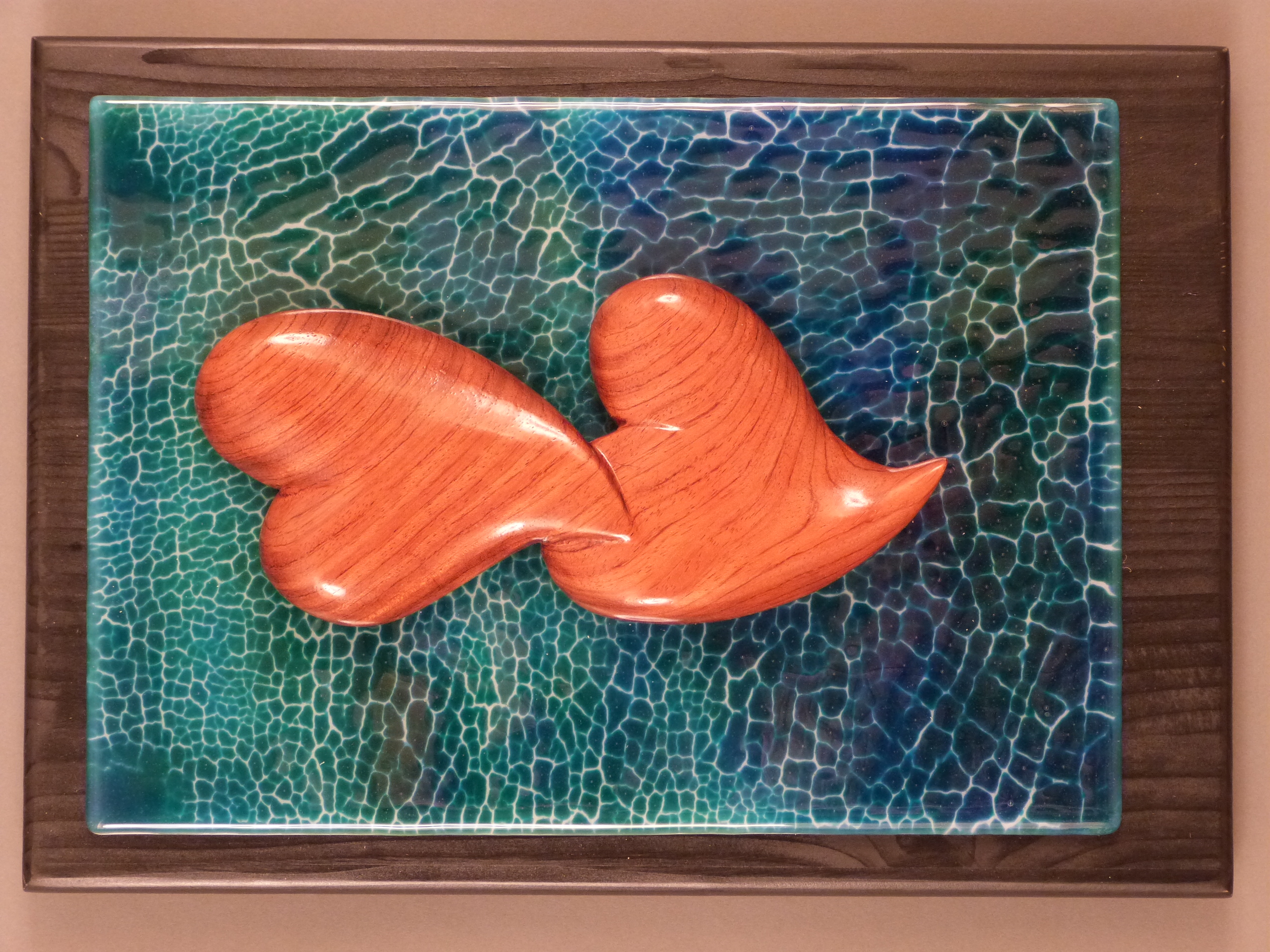 'Bubinga Hearts/ blue green crackle