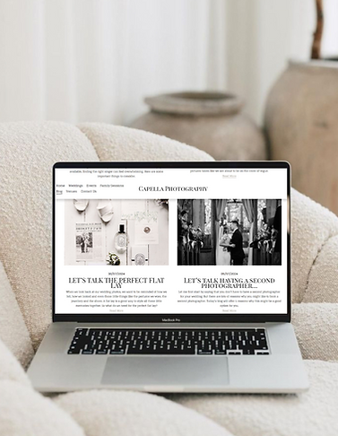 Blog writing services displayed on a laptop