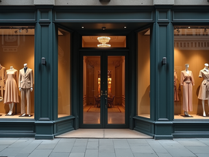Classic luxury boutique storefront with elegant window displays