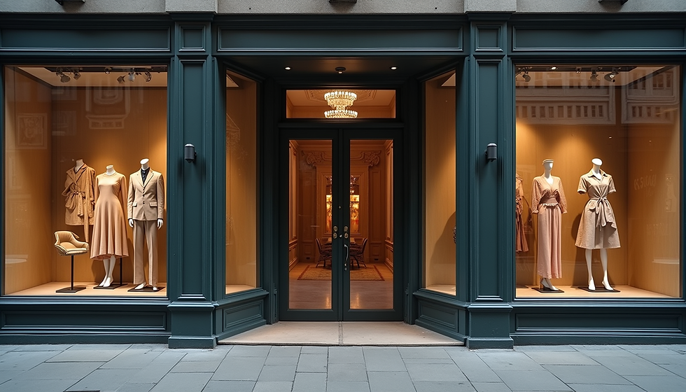 Classic luxury boutique storefront with elegant window displays