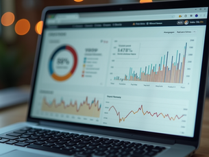 Affiliate marketing dashboard on laptop screen