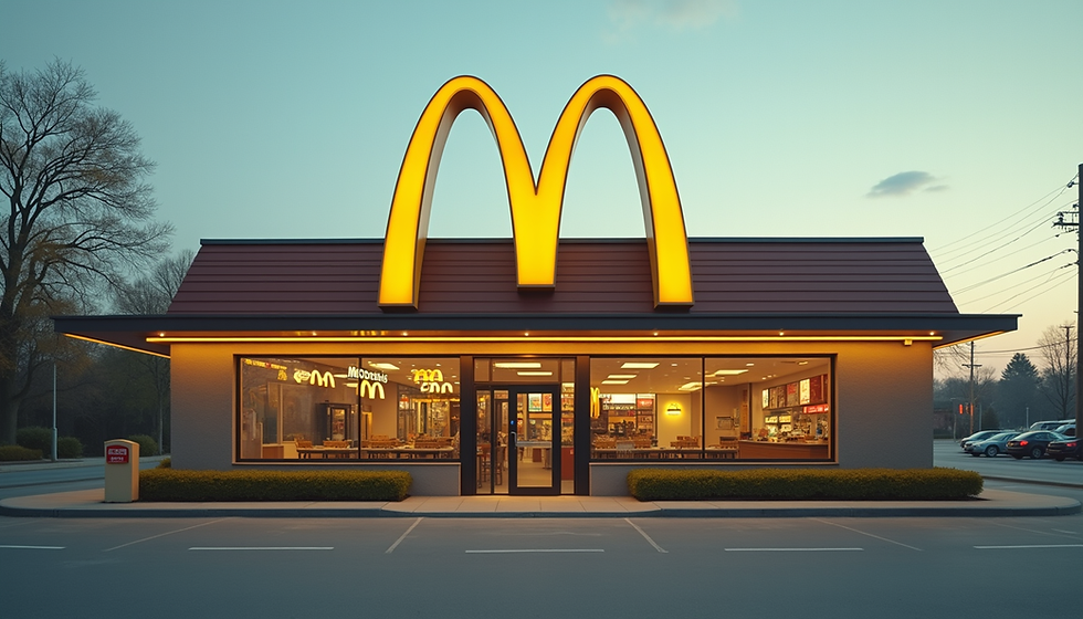 Classic McDonald's restaurant exterior with golden arches