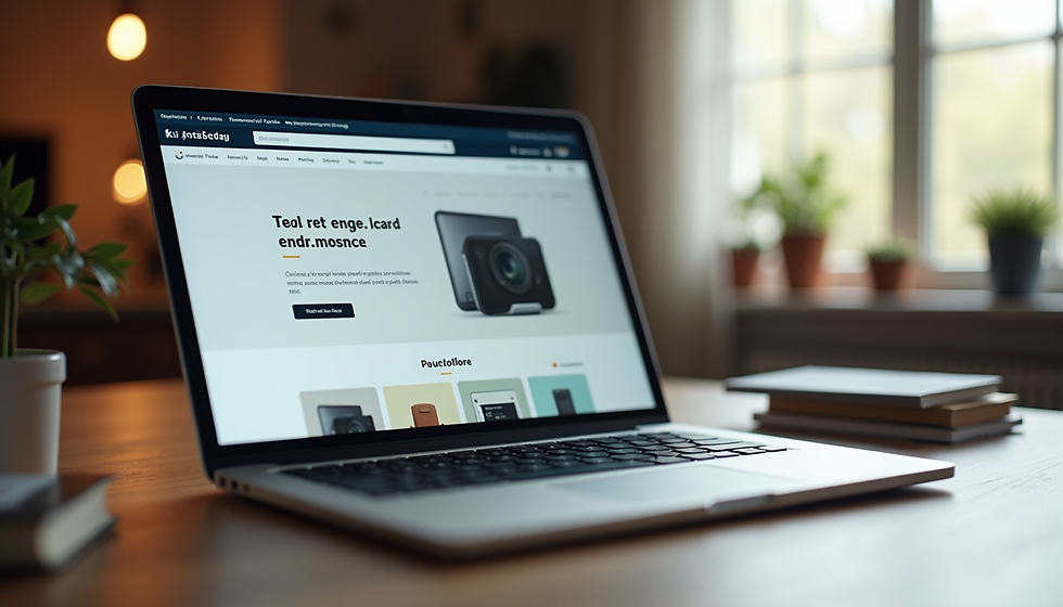 Online store homepage on laptop