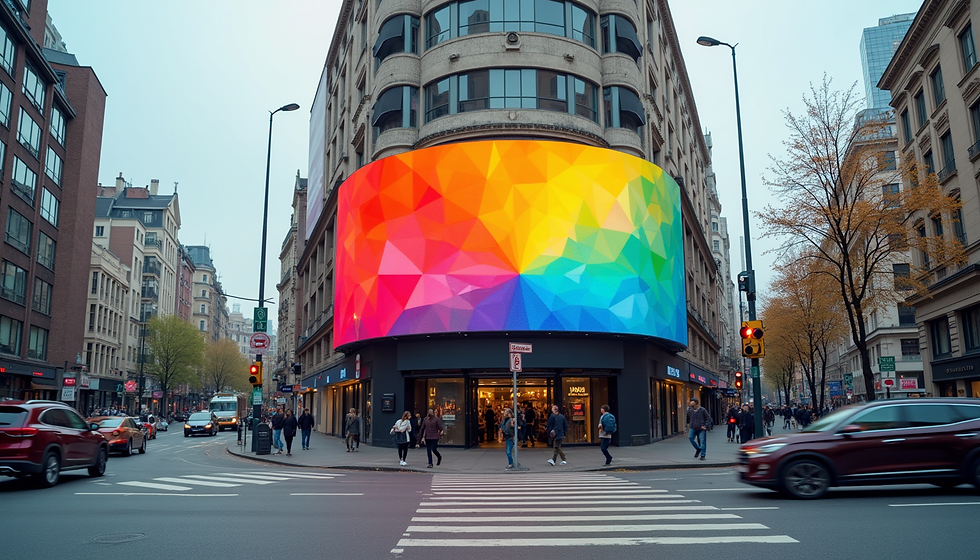 A vibrant billboard capturing attention in an urban setting