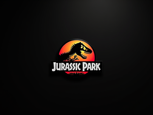 The classic Jurassic Park logo with a T-Rex silhouette