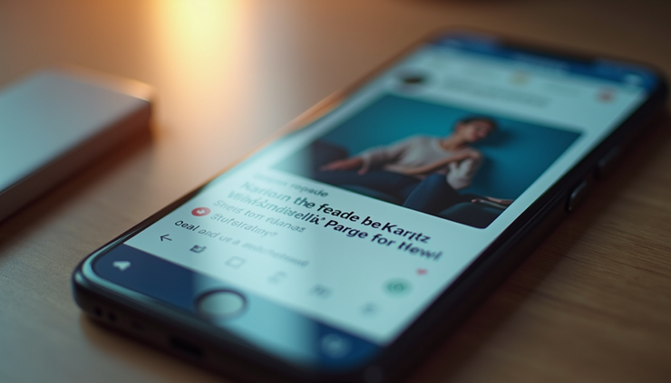 Close-up of a smartphone screen showing a native ad embedded in a news feed