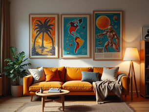 The Big Bang Theory living room set with science-themed decorations