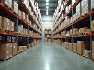 Warehouse with packaged goods ready for shipment