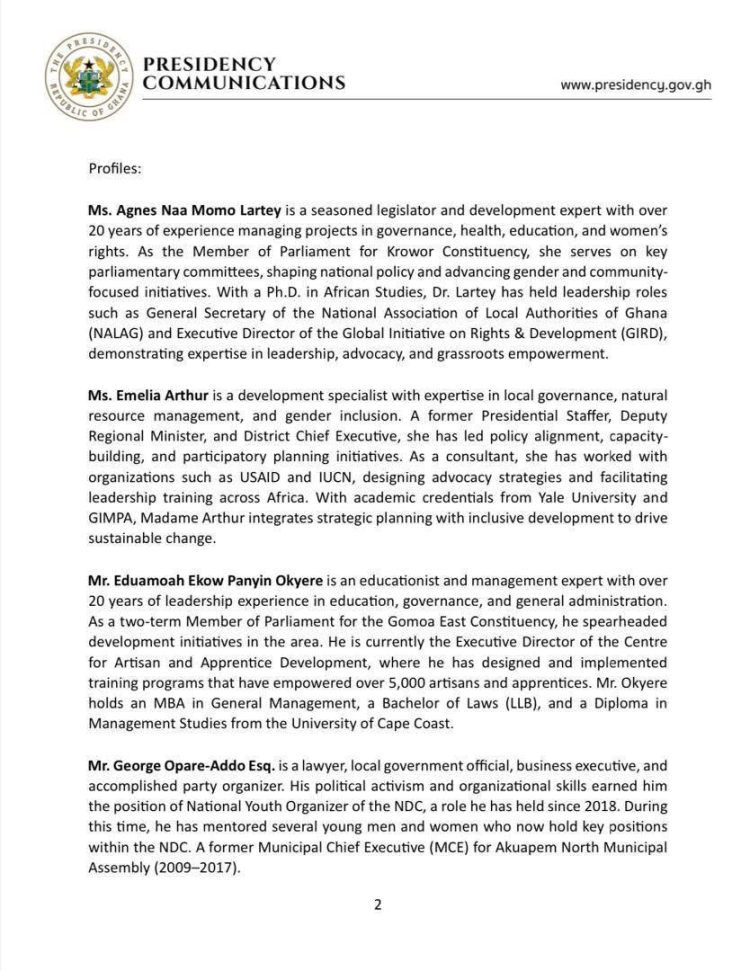 Mahama Unveils New Ministerial Appointments