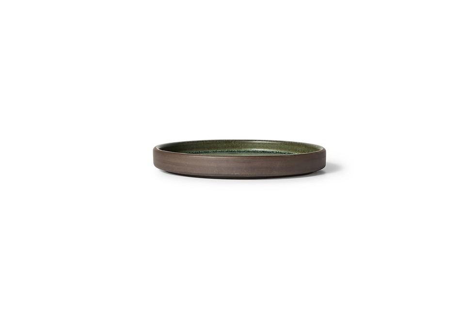 Thumbnail: 17cm Square Sided Dessert Plate - Studio Green Dark Clay