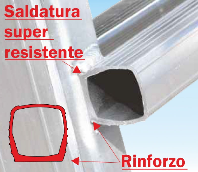 Thumbnail: Scala professionale a sfilo telescopica 8+8 gradini