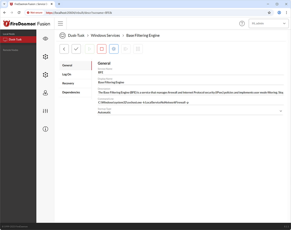 06 FireDaemon Fusion Edit Windows Service