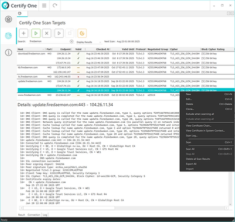 FireDaemon Certify One Scan Targets