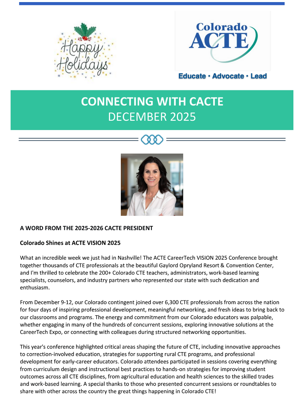 DECEMBER Connecting with CACTE