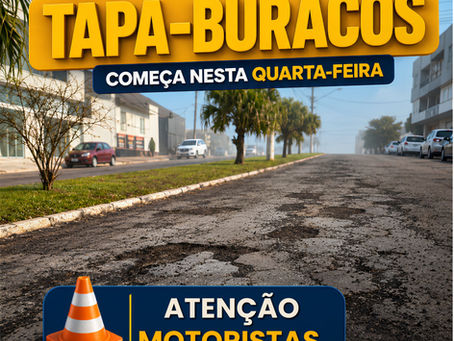 OPERAÇÃO TAPA-BURACOS COMEÇA NESTA QUARTA-FEIRA PARA MELHORAR AS CONDIÇÕES DAS VIAS EM TENENTE PORTELA