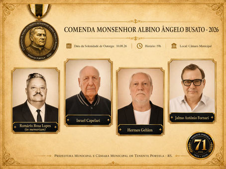 TENENTE PORTELA ENTREGARÁ SUA PRINCIPAL HONRARIA A QUATRO PERSONALIDADES