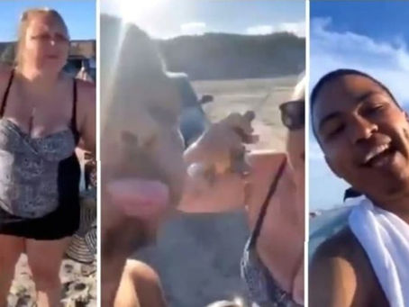 Gringa racista se mete con el tipo equivocado; así se defiende un michoacano en playa de California