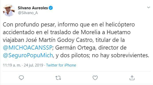 Se desploma helicóptero de gobierno de #Michoacán; fallece Secretario de seguridad pública