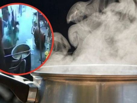 Mujer muere tras tropezar y caer a una olla gigante con comida hirviendo