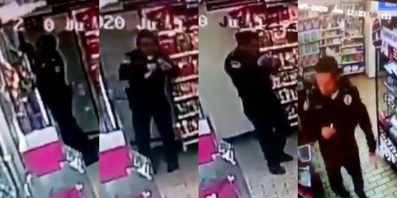 VIDEO: Captan el momento en que policía roba tienda en CDMX